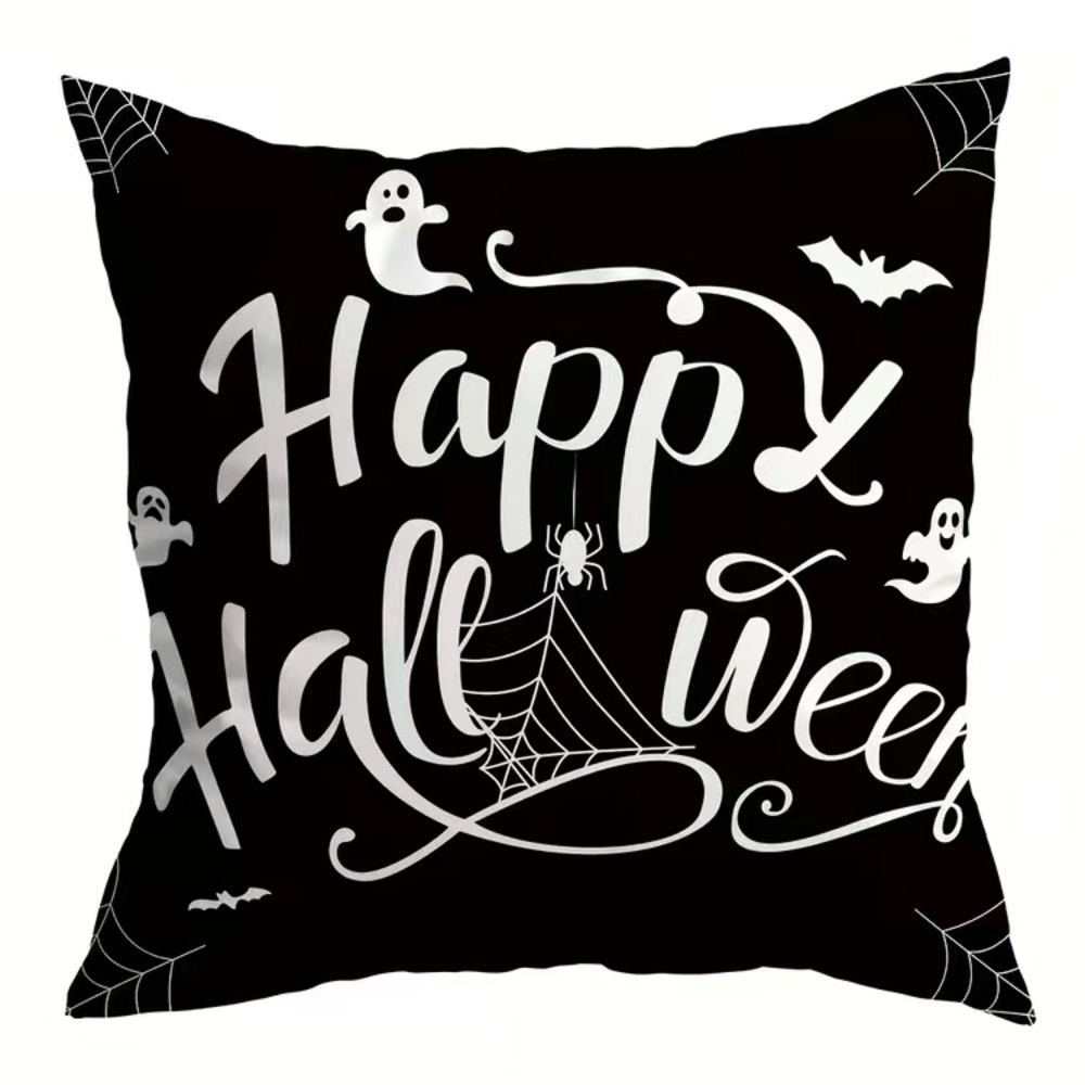 Happy Halloween Pillow Cover Spider Ghost Bat pillow not included